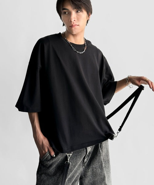 垂らすだけで差別化。」脱着式ベルトデザインショート丈Tシャツ