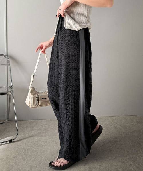 はゆ 大人華やかリラクシー。レース切替パラシュートパンツ ce1070135