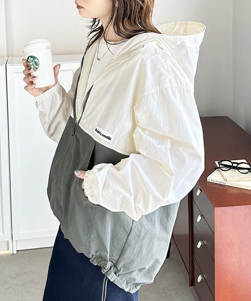 ブルネロクチネロ44バイカラーナイロンジャケット ベージュ/ホワイト フード付き BRUNELLO CUCINELLI/ブルネロ クチネリ_Men通販 | ジャケット・コート