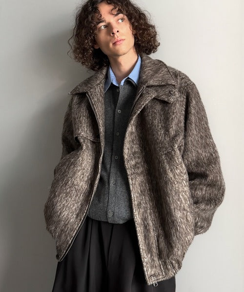 シャギーファー素材2way襟デザインブルゾン／Shaggy Fur 2-Way Collar