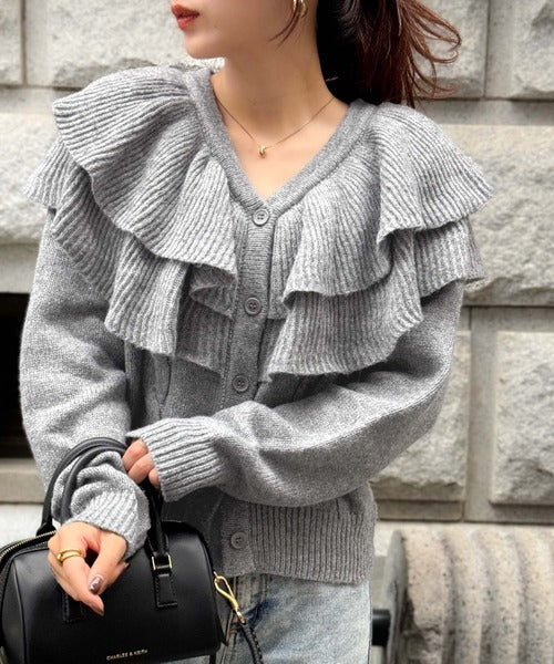 PLATINUM グレー プリーツカーディガン 期間限定・ポイント15倍」【mily bilet】1枚で華やぐデザイン