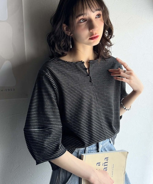 d.i.a 半袖 背中空き トップス グリーン SLY | RIBBON SLEEVE 2WAY JQ トップス (Tシャツ・カットソー
