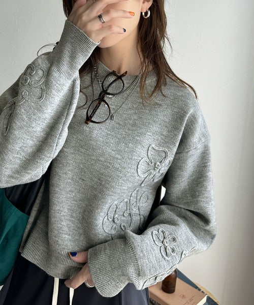 ぽわん袖が心をつかむ！コードフラワー使いクロップド丈ジャ