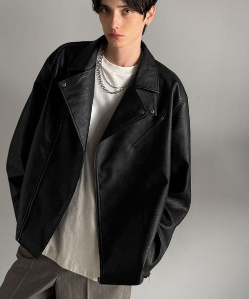 JaVaジャバコラボ》こなれ感、爆上がり。フェイクレザーライダース