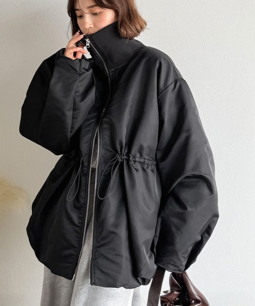 華奢見えボリュームアウター♪衿リブウエストドロストバルーン