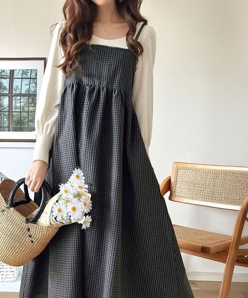 後ろ姿も可愛く盛れちゃう♪サッカー素材バックリボンフレアキャミワンピ ce1010442