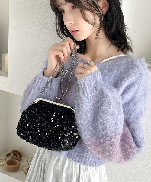 mily bilet】華やかに輝く。スパンコールがま口ショルダーバッグ