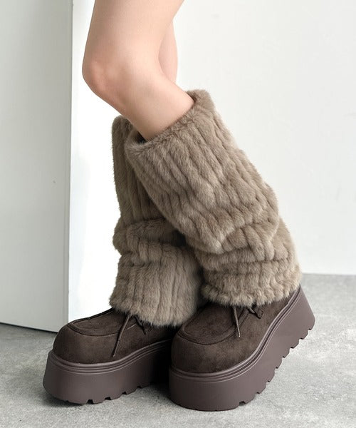 【mily bilet】ファー着脱可能♪２WAYヌバック調素材ボリュームソールファームートンブーツ mi1129025