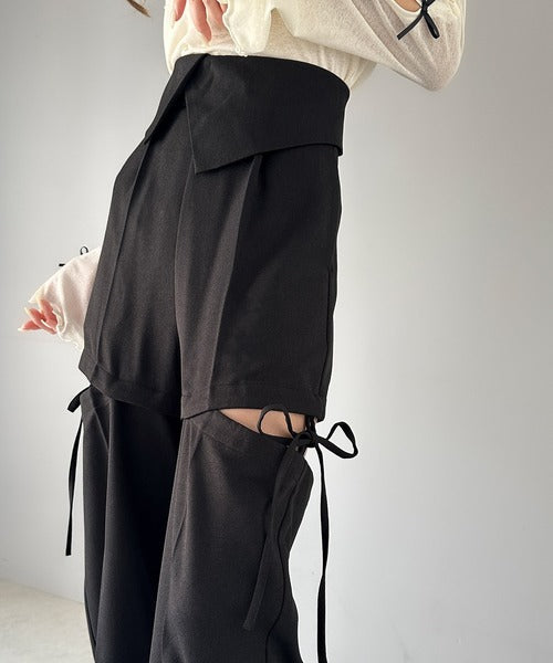 mily bilet】大人ガーリーボトム。ウエスト折り返しリボン