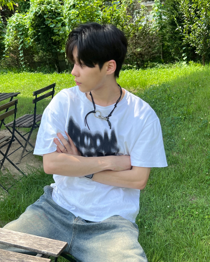 25/26秋冬★ラバー加工レタリングTシャツ【各色】 reca 七分袖オーバーサイズロゴTシャツ 240206 レディース 2025