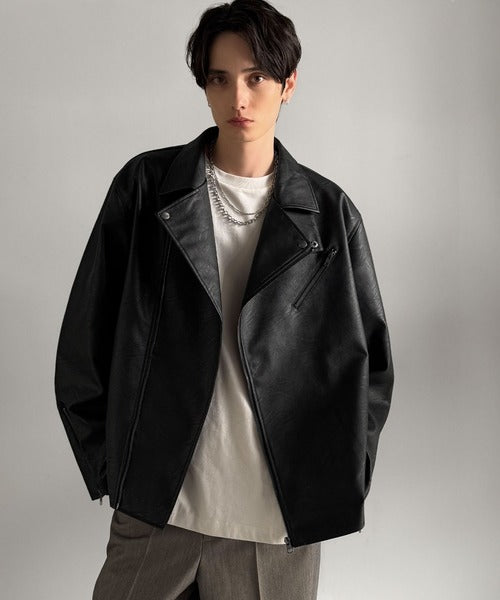 JaVaジャバコラボ》こなれ感、爆上がり。フェイクレザーライダース