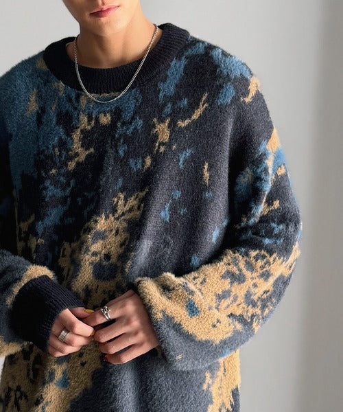 classical origin】ニュアンス柄Wジャガードシャギーニット／Nuanced