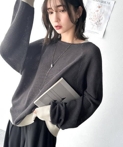 はる　1/10午前まで 遊び心のある程よい透け感。オーバーサイズワッフル編みドルマン