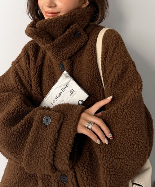 JaVaジャバコラボ》纏う大人ボアが包み込む♪ボアショートブルゾン