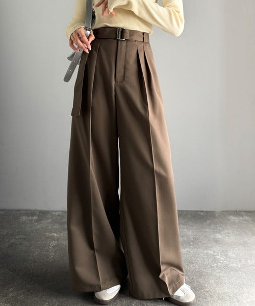 美脚も、こなれ感も！一本で叶う♪大人のワイドパンツ。ベルテッド