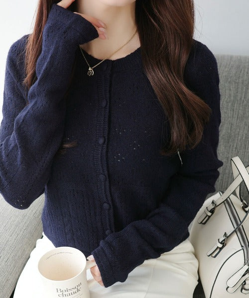 mily bilet】編地でこっそり、女の子っぽ。アイレット柄くるみボタン