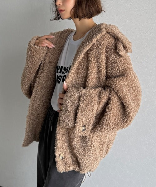 ぎゅっと、抱きしめたくなる。裾ドロストプードル風ファーブルゾン ce1265029