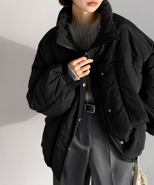 オーバーサイズ 黒 スタンドカラー ジャケット ROOP TOKYO ブルゾン アウター Stand color Over Size Jacket