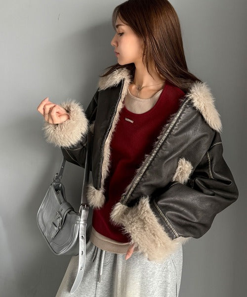 mily bilet】季節を纏う。ファー使いヴィンテージライク ダメージ