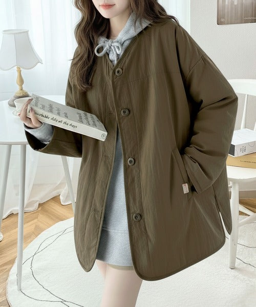 JaVaジャバコラボ》1枚で今っぽい抜け感アウター。ノーカラーサイド