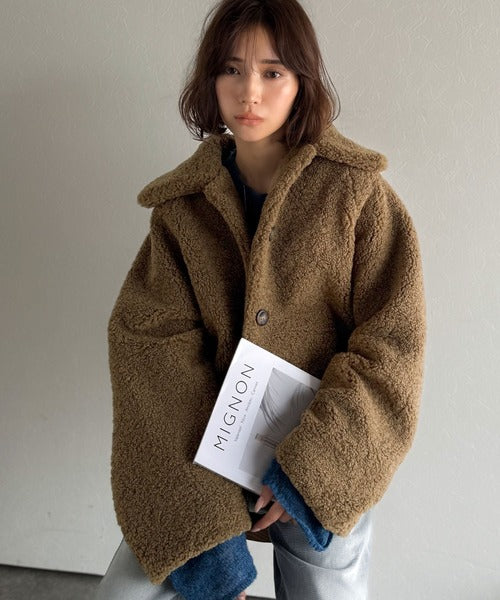 美品★HERNO★もこもこボアコート★テディベア★暖かブークレ素材★40 美品☆HERNO☆もこもこボアコート☆テディベア☆暖かブークレ素材☆40