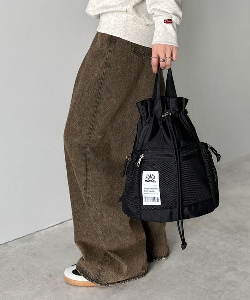 JaVa ジャバコラボ》毎日の相棒バッグ！メッシュ使い巾着2WAYリュック