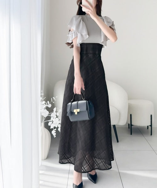 mily bilet】1枚で着映えする。ダブルフリル袖チェックレース