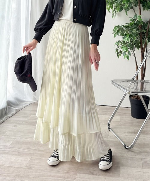 ゆらりシルエットなびく。プリーツシアーティアードスカート ce1360003
