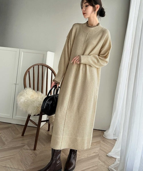 大人のリラックスムード。ふわもちミックスカラー配色ブークレーニット