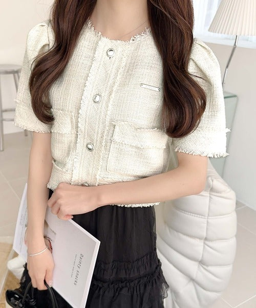 激レアXL相当　シャネル　キラキララメツイード　シルク混タック入スカート mily bilet】女性らしさ漂う。ロゴプレート使い半袖ラメ入り