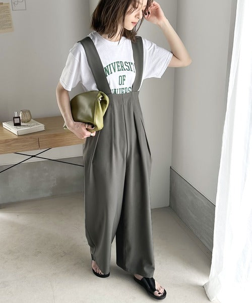 -M-medium サロペット ホワイト セール】【8色/3サイズ展開】リネン混ワイドベイカーサロペット