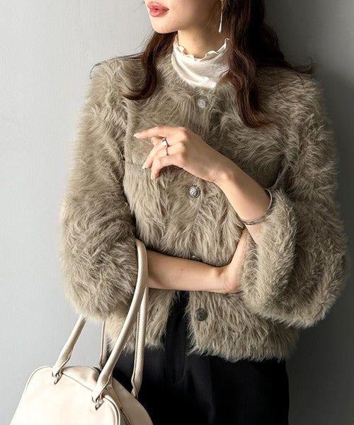 ふわふわ素材がシーズンムードを盛り上げる♪シャギーカーディガン ce1380006