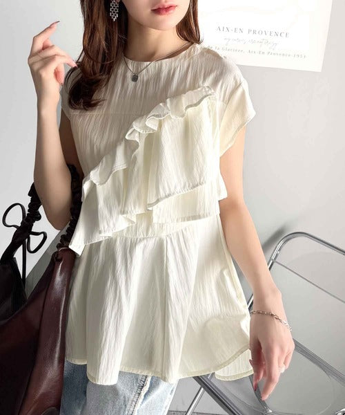 bibiy. フリル ペプラム　半袖シャツ ネイビー　pop up限定 bibiy. フリル ペプラム 半袖シャツ ネイビー pop up限定