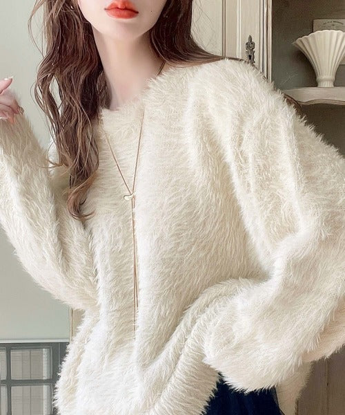 表情豊かな上品ニット。2wayフェザーニットカーデ ce1020121