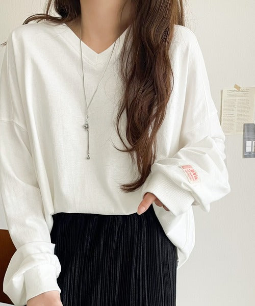 小物 java JaVa ジャバコラボ》シンプルなのに、存在感。綿100％Vネック切り替え