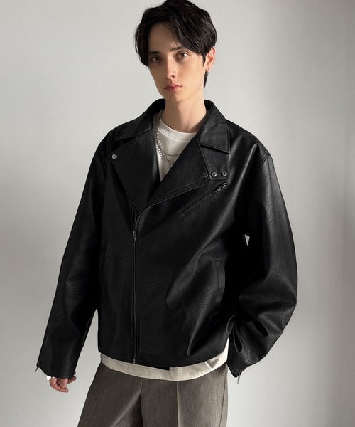 JaVaジャバコラボ》こなれ感、爆上がり。フェイクレザーライダース