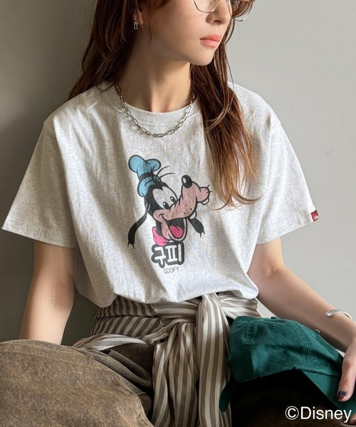 2点まとめ　クレイジーシャツピンクDisney シングルステッチ　Tシャツ. 韓国風が今っぽい。ディズニーキャラクターデザイン半袖Tシャツ