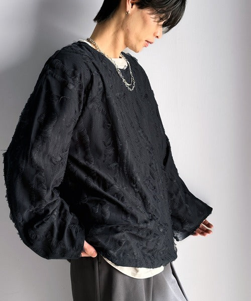 LGB ルグランブルー 長袖レイヤードカットソー ロンT ダメージ加工 ブラック ラグスタイル LUXSTYLE ピグメント加工フェイクレイヤードロンT
