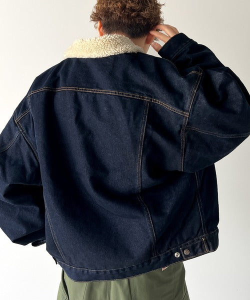 JaVa ジャバコラボ》ヴィンテージライクの主役級アウター 襟ボアデニム