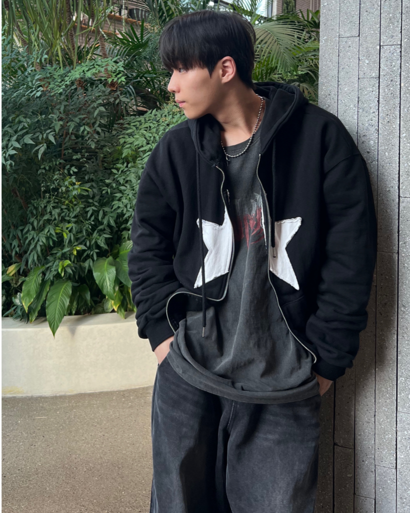 noremid パーカー WISHFOREVER 骨格プリント ダブルジップパーカー