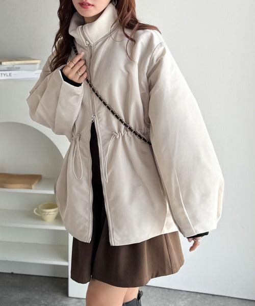 華奢見えボリュームアウター♪衿リブウエストドロストバルーン