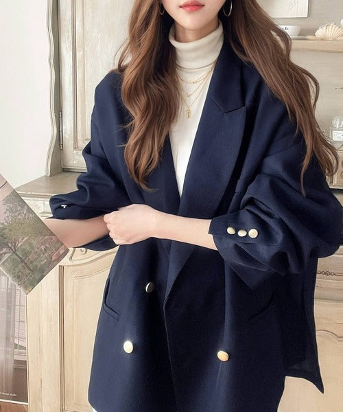 気軽に羽織れる大人のブレザー。サイドスリットオーバーサイズ ダブル