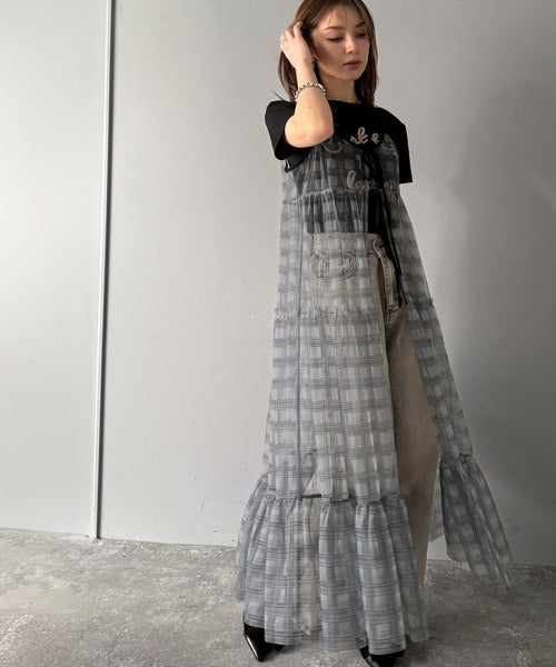 mily bilet】大人の甘さを引き立てる。チェックチュールフリル