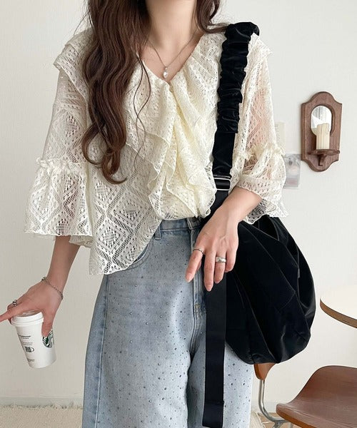 ラッフルレースブラウス Lajour｜ラッフルレースブラウス | Rakuten Fashion(楽天ファッション