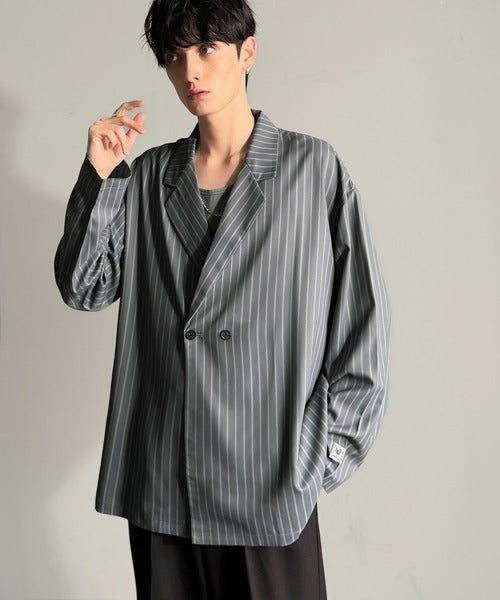 Classical Origin】「さっと羽織れる。」ストライプ柄ドレープ