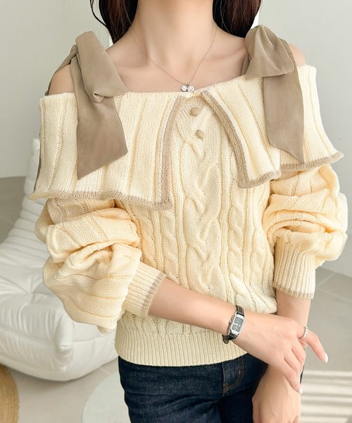 【難あり】teddyリボンケープ (アイボリー) 難あり】teddyリボンケープ (アイボリー)