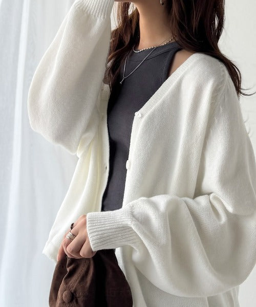 Drawer ホワイトカーディガン 長袖 Drawer ホワイト カーディガン 長袖 コットン スリット リブ 【公式通販】