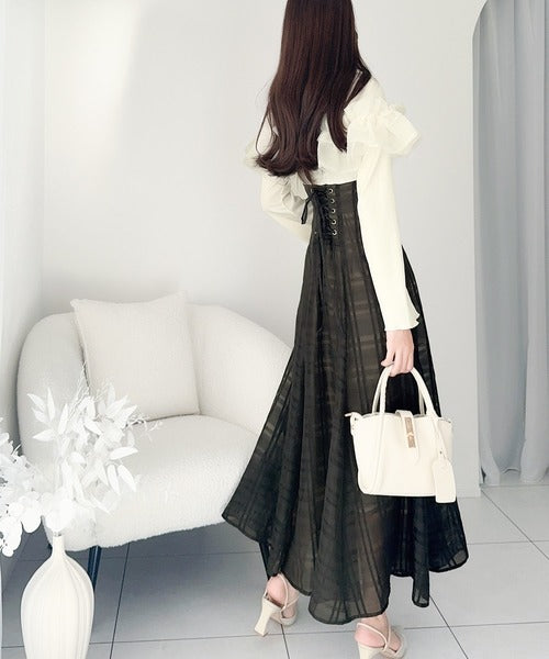 Aimeine チュールフリルドッキングワンピース 本日販売開始 チュールフリルドッキングワンピース ¥18,150(tax