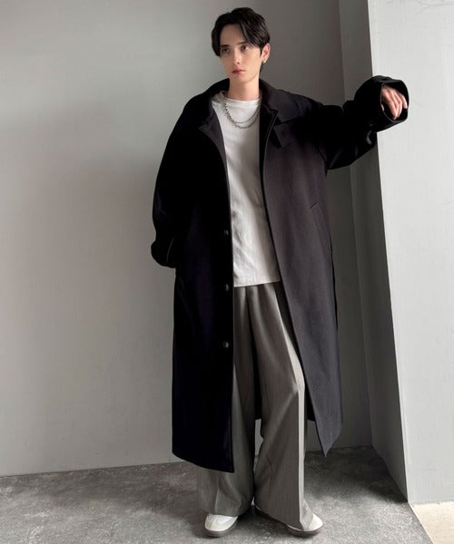 魅せ方、自由自在。襟2way比翼仕立てニットメルトンスタンドステン