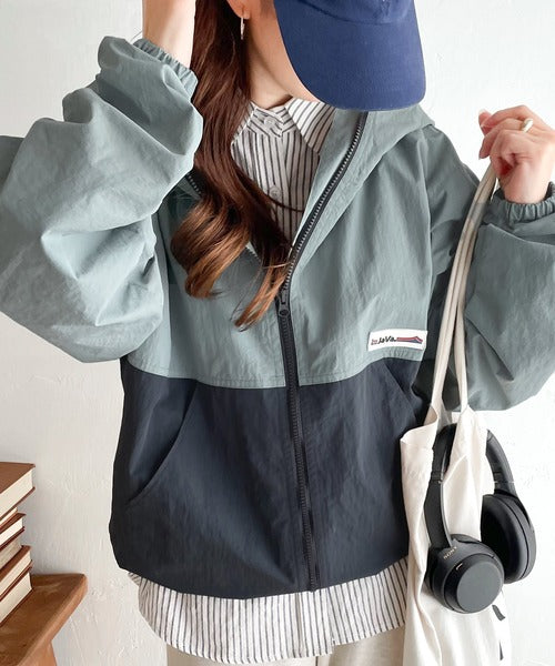 JaVa ジャバコラボ》大人のスポーティアウター。 バイカラーナイロン